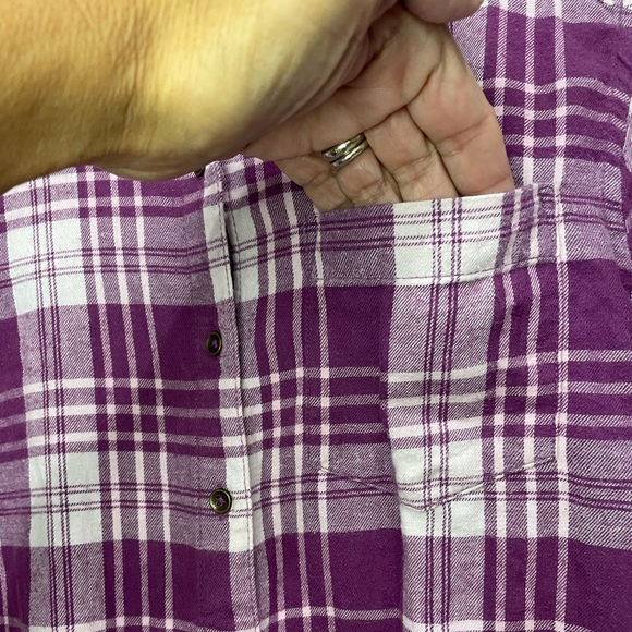 SO Girls Cotton Flannel Magenta & White Plaid Long Sleeve Size Large 10/12 #5018 - Picture 6 of 12